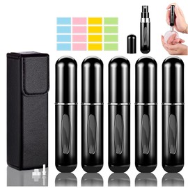 Mini Atomizador de Perfume Rellenable, 5 Piezas, Portátil Botella de Perfume Para Viaje Recargable para Mujer y Hombre, con Funda y Adaptadores