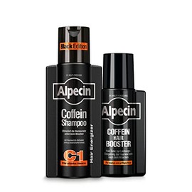 Alpecin Caffeine Shampoo C1 Black Edition, 250 ml & Caffeine Hair Booster, 200 ml - Performance Increase of Hair Roots | Natural Hair Growth | Energy for Strong Hair | Hair Care for Men