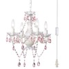 Pink Plug in Chandelier White Chandelier with Pink Crystal Accents