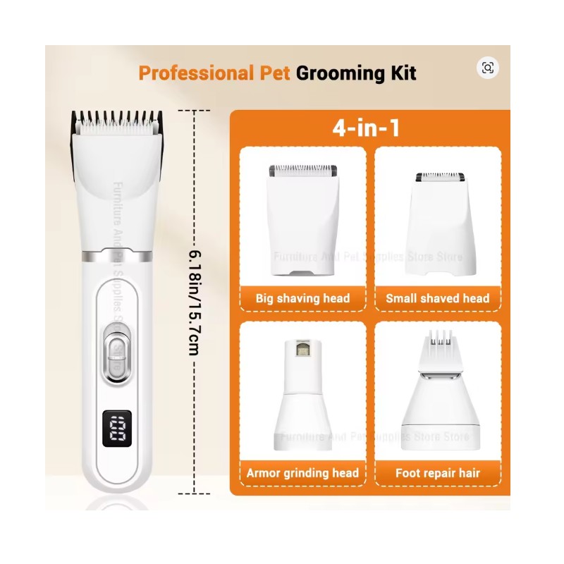 Toolzia 4-in-1 Cordless Pet Grooming Clippers