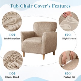 LiveGo Stretch Banquet Armchair Covers, Soft Jacquard Accent Chair Cover with Arms, Armchair Slipcovers Furniture Protector Machine Washable for Living Room Office Reception Reading Chair Sofa