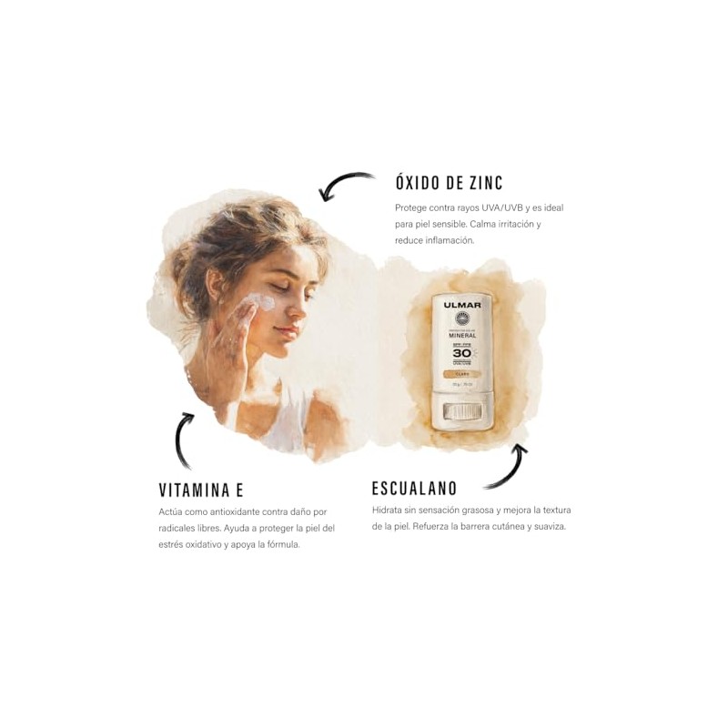 Ulmar Protector Solar Facial Mineral en Barra FPS30 UVA +