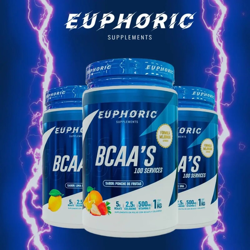 BCAA 211 Euphoric Colágeno Vitamina C 1Kg Ponche Frutas