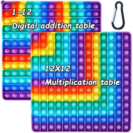 Times Tables, Fidget Toys, 12x12 Maths Fidget Toy, Double Sided Number Stress Relief Sensory Board, Rainbow Times Tables Games Sensory Toy Learning Toy for Preschool Educational Toys Games
