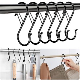 S Shaped Hooks, No Fall Off, Black Set of 10 (3.5 inches (9 cm) x 3.9 inches (10 pcs) S-shaped Hooks Anti-Fall Off VIPITH S-Shaped Hooks Universal Hooks S Shaped Hooks Kitchen Bathroom Bath