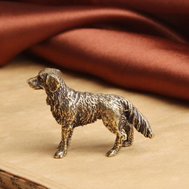 TEAMWILL Brass Mini Golden Retriever Figurine Statue Dog Ornament Animal Fingurines