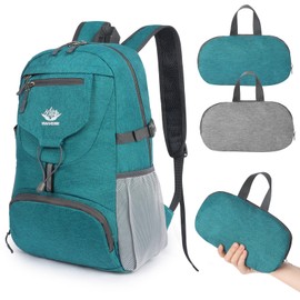 Minicoco Lightweight Hiking Backpack Foldable Backpack Ultra Light Unisex Daypack Outdoor Waterproof Hiking Backpack for Camping, Outdoor, Hiking, Cycling (Teal Blue)