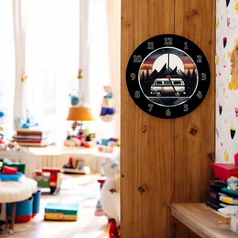 Motorhome Wall Clock Aluminium Unique Camping Clock, Caravan Design for