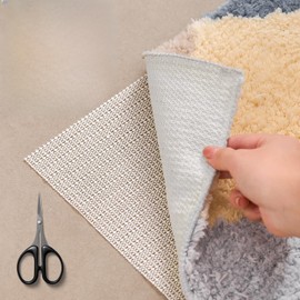 AKASENKO Almohadilla Antideslizante para Alfombras, Protege Pisos de Madera Dura, Impermeable y No Daña Superficies, Tapete Antideslizante Multiusos, 1.8 x 2m, Color Beige, Reutilizable (Beige)