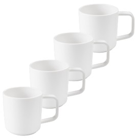 Cup Set Made of ABS Plastic Non-Slip 4 Cups of 350 ml White Camping Tableware Coffee Cups Heat Resistant up to 90 °C