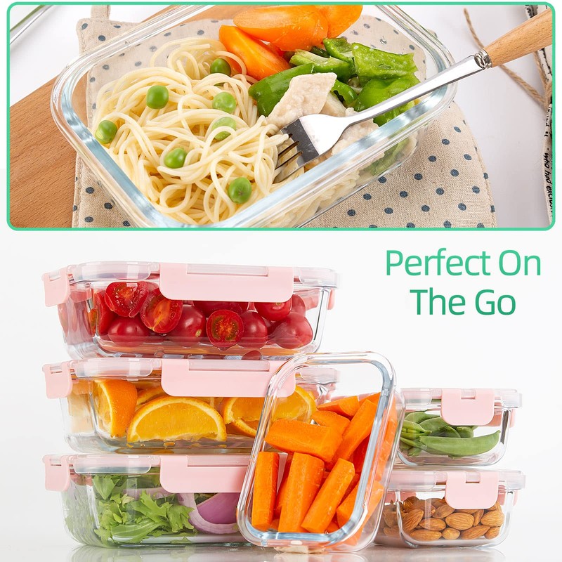 UMEIED 10 Pack Glass Food Storage Containers with Lids Leakproof,