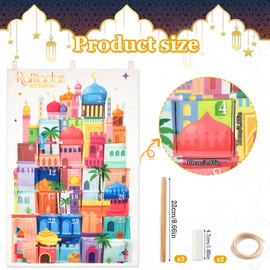 HOWAF Ramadan Advent Calendar, Ramadan Mubarak Reusable Fabric Advent Calendar 30 Pockets Ramadan Calendar Ramadan Countdown Hanging Calendar, Eid Ramadan Decorations for Home, Multicolor, 10X10CM