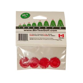 BirTee Pro Golf Tees - Size #1 (1/4") - 4 Tees Per Pack - For Winter/Simulat - Red
