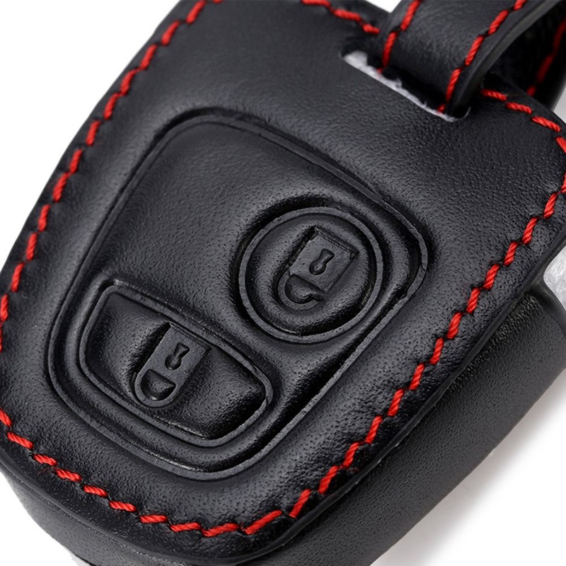 Happyit Leather Car Key Cover Button Remote Key