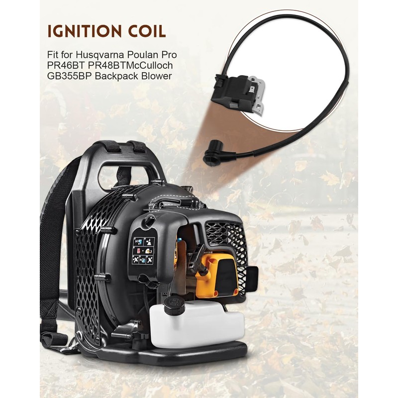 Ignition Coil Fit for Husqvarna Poulan Pro PR46BT PR48BT Backpack