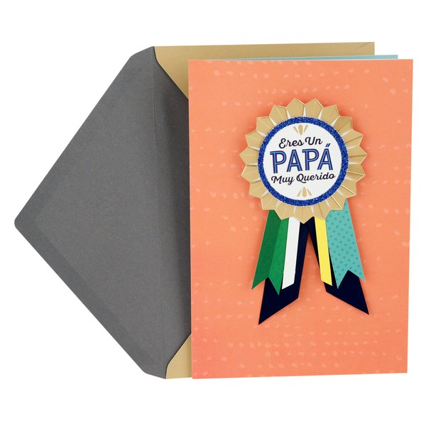 Hallmark VIDA Spanish Father's Day Card with Removable Ribbon Badge (Papá Muy Querido/Beloved Father) (599FEO2016)
