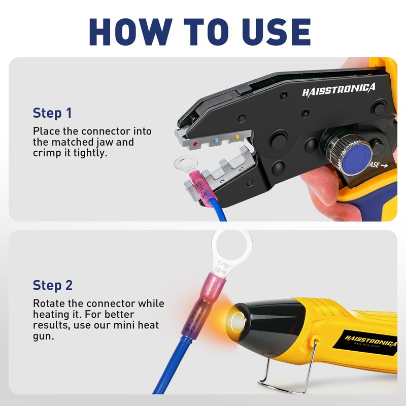 haisstronica Quick Change Jaws Crimping Tool for Heat Shrink Wire