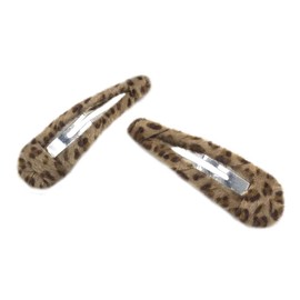 DAONACO 2 Pack Leopard Print Velvet Snap Clips Hair Clips, Stylish, 3.54 inches, for Women Girl