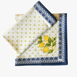 FINGERCRAFT Cloth Napkins, Set of 8 Cotton Linen Blend Printed Dinner Napkins Cloth Mitered Corner Perfect for Parties Dinners Weddings Cocktail Christmas Easter 20x20 Lemon Leaf