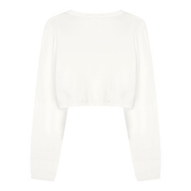 BOLEROSE Girls Long Sleeve Floral Lace Bolero Cardigan Kids Shrug Cover Up (Ivory, 5-6 YRS)