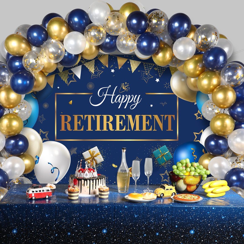 Tatuo Retirement Party Decorations Include Navy Blue Confetti Balloons Set