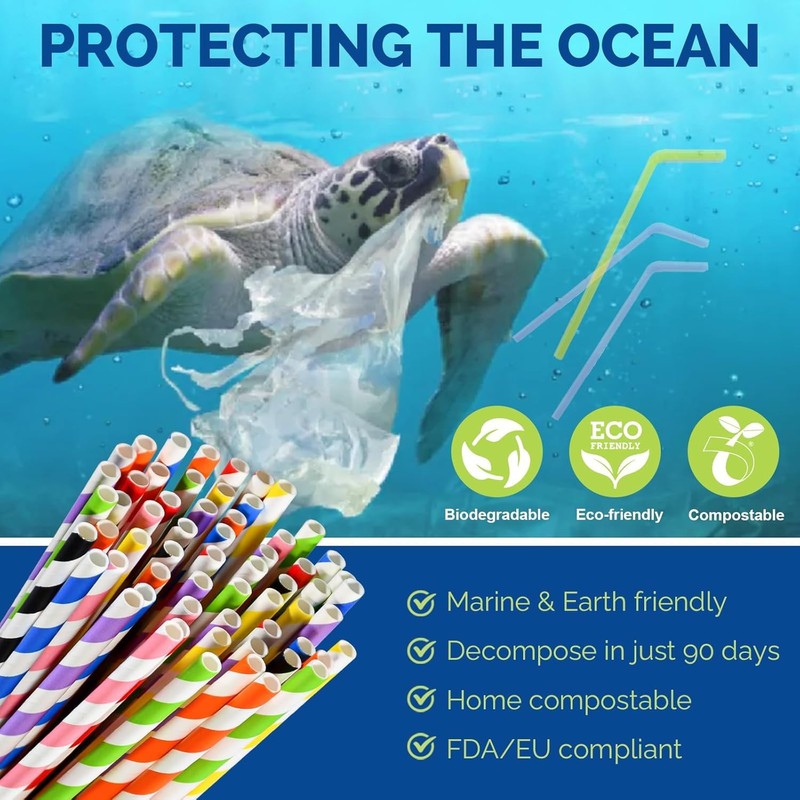 250 Paper Straws Cardboard Brown Kraft in Box Recycle Biodegradable