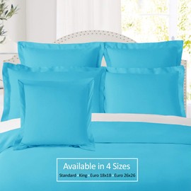 Nestl Bedding Soft Pillow Shams Set of 2 - Double Brushed Microfiber Hypoallergenic Pillow Covers - Hotel Collection Premium Bed Pillow Cases, Standard - Beach Blue