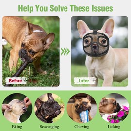 Bpawser Short Snout Dog Muzzle Adjustable Breathable Mesh Bulldog Muzzle for Biting Chewing Barking Training Dog Mask Black (S)