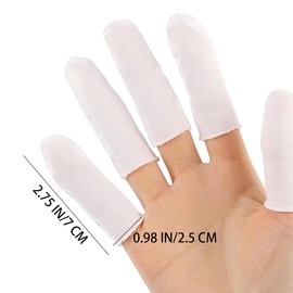 VIVIIHOO Pack of 100 Cotton Finger Cots - Breathable and Non-Slip, Fingertip Protection, Finger Caps Cover for Home and Work (White)