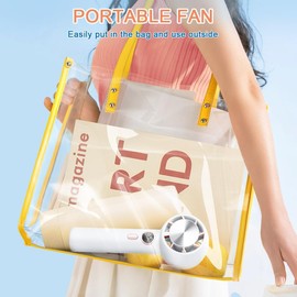 ELZO Portable Ac Fan With Ice Cooling 5000mAh, 2 in 1 Hand Fan, Pocket Mini Desk Fan USB Rechargeable for Home Office Travel Outdoor, Gifts for Women White