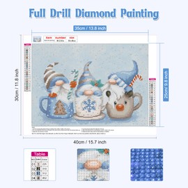 NAIMOER Gnomes Diamond Painting Kits for Adults, Full Drill Dwarf in Cup Diamond Painting Kits, DIY 5D Christmas Diamond Painting Gnomes Diamond Art Kits Craft for Home Wall Decor 30x40cm
