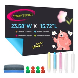 Wall Magnetic Blackboard Contact Paper, 23.58" x 15.72", Self-Adhesive Blackboard Wallpaper, Include 5 Chalks, 4 Strong Magnets, 1 Blackboard Sassafras Fit, Home/School/Playroom, DIY Reusable