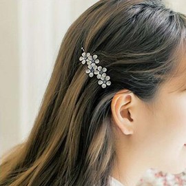 Iaceble Vintage Metal Flower Hairclip Clip Cz Flower Side Clip Barrette Crystal Flower Hair Clip Boho Black Flower Hairpins Accessory for Women and Girls Headdress