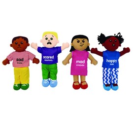 Excellerations 18" Bilingual Emotions Plush Baby Dolls, Set of 4 | Multi-Ethnic. 4 Common Expressions, Social Emotional Learning, Calm Down Corner Supplies, Play Therapy, Preschool Must Haves