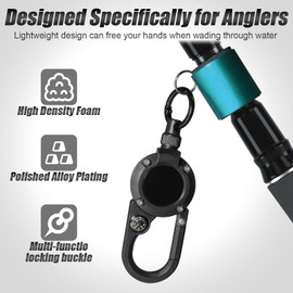 Fishing Rod Clips, Wearable Fishing Rod Holder, Portable Hands-Free Tool for Fly Fishing, Stream and Micro Tackle Blue -2 Pack