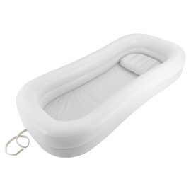 Inflatable Bathtub, 10L/ 2.64 Gal Large PVC Shower Bathtub Inflatable Bathtub for Adults, Rectangle Adult Shower Bath with Electric Air Pump, Free-Standing White Bath Tub for Home, Hospitals