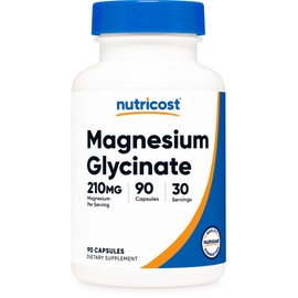Nutricost Magnesium Glycinate Capsules (90 Capsules, 210 mg Per Serving) - Magnesium Glycinate Supplement for Gentle Absorption