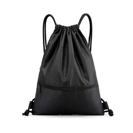 Drawstring Backpack， Gym Backpack ， Basketball Bag Water Resistant Zip Pocket ，Durable Nylon Sports Bag with Zipper Pockets, Large Capacity for Basketball, Swimming & Travel