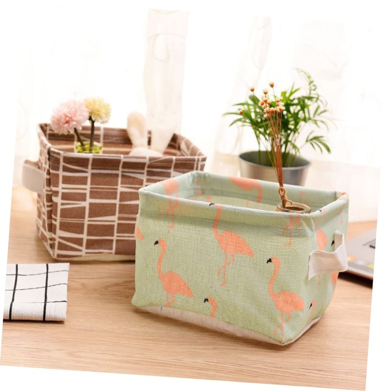KOMBIUDA 3pcs Cotton Linen Storage Basket Handles for Desktop Organization