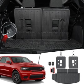 JOULARISE Cargo Mat Backrest Mats for 2016-2024 2025 Dodge Durango 6/7 Seats Accessories, All Weather TPE Trunk Mat Cargo Liner SXT GT RT SRT 392 Citadel Hellcat(Cargo Mat and 3rd Backrest Mats)