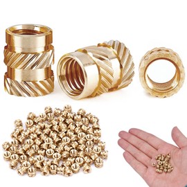 Pack of 100 Brass Press-in Nuts Knurled, M3 Brass Threaded Insert, Female Thread Insert Inserts, Brass Nuts Thread Insert for 3D Printing Components and Plastic Parts (3 x 4 x 5 mm)