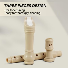 Recorder Instrument, 8 Hole Flute Plastic German Fingering, Soprano Recorder Instrument for Beginners Kids School Student Home Entertainment (White)