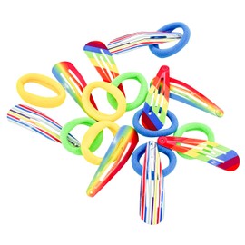 HAARallerliebst® Set of 18 Rainbow Hair Clips and Hair Bobbles Girls Women Colourful Hair Clips 50 mm Baby Children Hair Clip Including Box Hair Clip Hair Accessories Hair Scrunchie