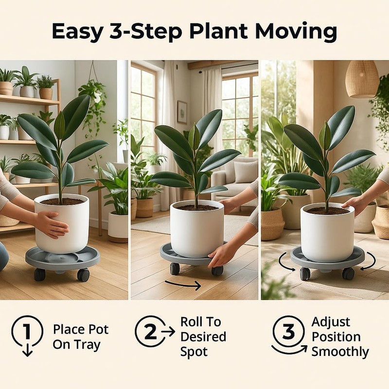 Tulpeed Rolling Plant Stand with Wheels 3 Pack 12 Inch
