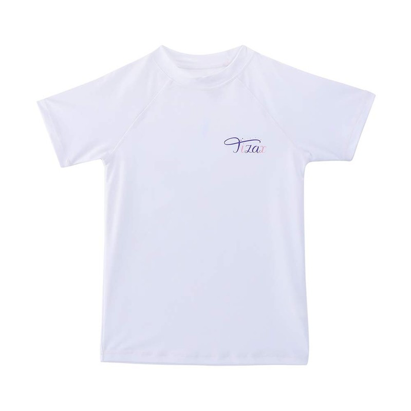 TIZAX Girls Short Sleeve Swimming Shirts Kids Sun Protection Rash