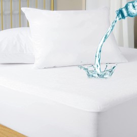 Waterproof and Breathable Terry Towelling Cotton Cot Mattress Protector, 60x120Cm,White.