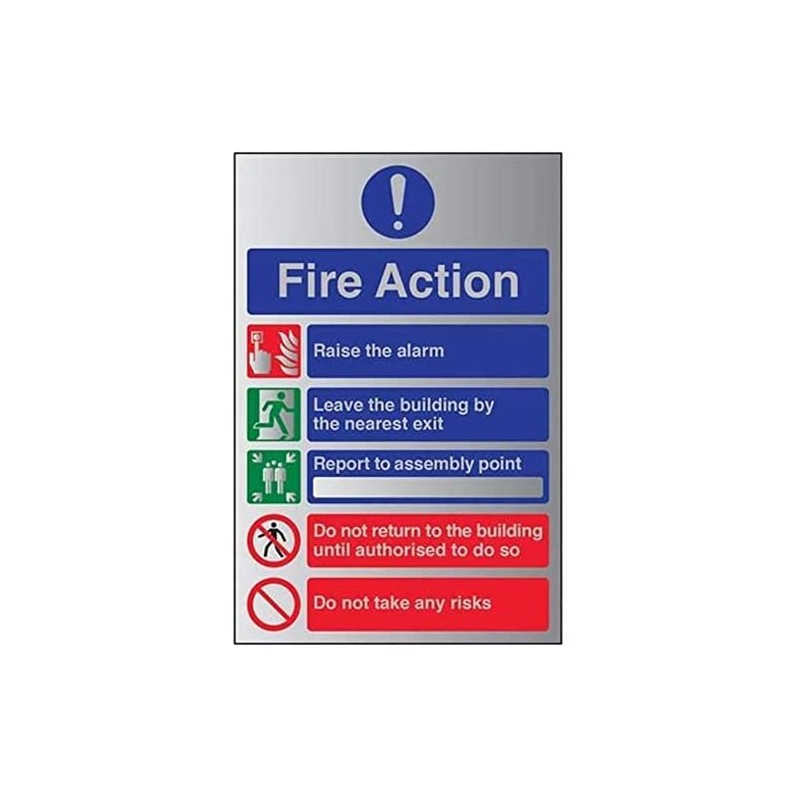 VSafety General Fire Action 5 Message Risks Sign - 200mm