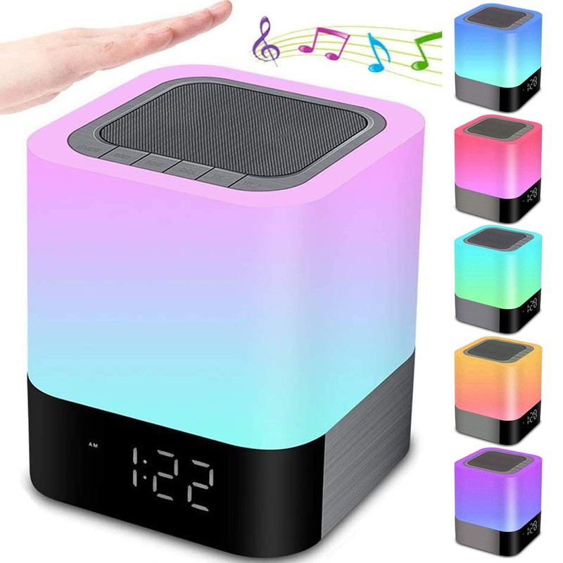 Gallstep Night Lights Bluetooth Speaker, Alarm Clock Bluetooth Speakers Touch