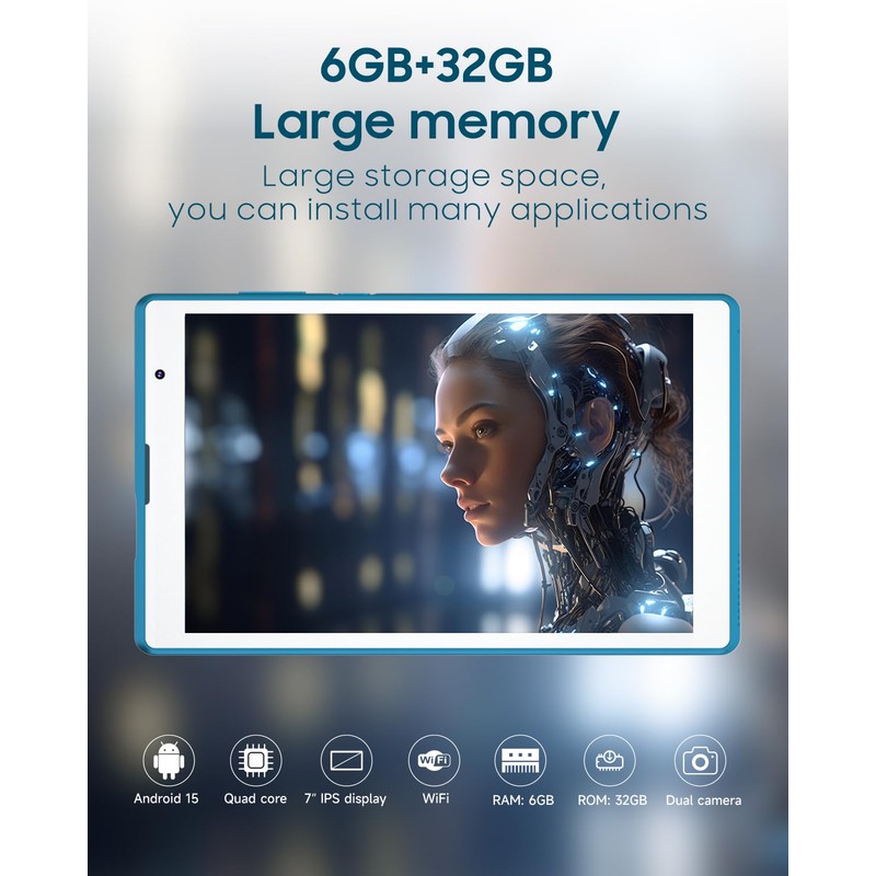 COOPERS Tablet Android 15 Tablets 7 inch, 6GB RAM, 32GB