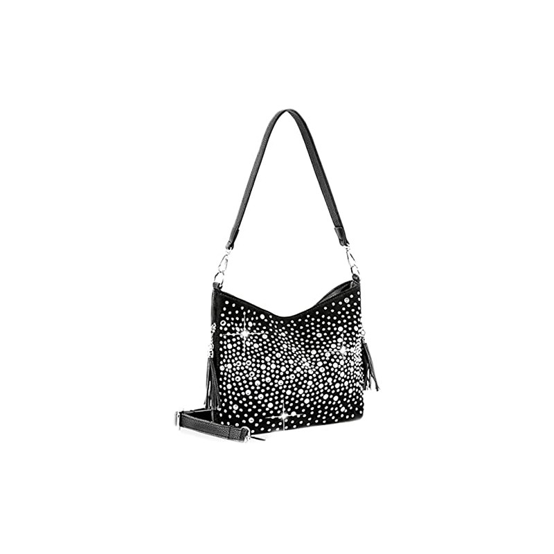 Glamorous Starlight Rhinestones Crossbody Bag Little Hobo Black Bling Purse